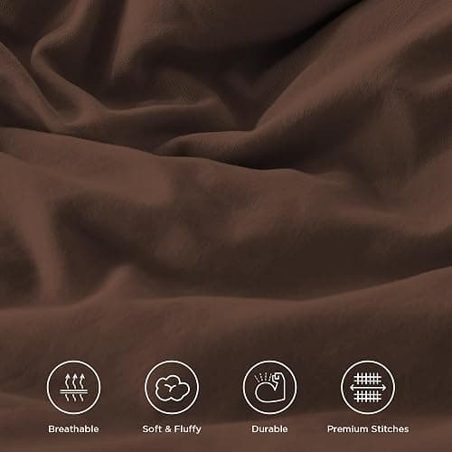 Andency Brown Ruffle Full Size Comforter Set, 3 Pieces | Vintage Farmhouse Shabby Chic, Soft Lightweight Fluffy Bed Comforter Sets, All Season Bedding Set thumbnail 8