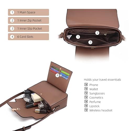 Prettyzys Crossbody Bag for Women，Trendy Small Shoulder Bag Phone Wallet Purse for Women thumbnail 4