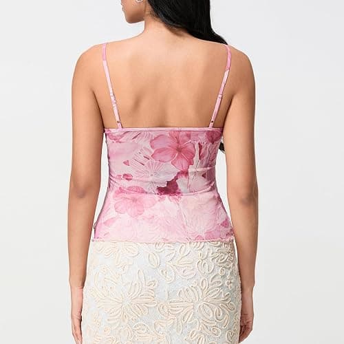 Geagodelia Damen Sexy Spaghetti Cami Tank Top Trägertop Ärmellose Spaghettiträger Sommer Oberteil Y2k Aesthetic Clothes Crop Tops Bauchfreies Camisole Outfit thumbnail 4