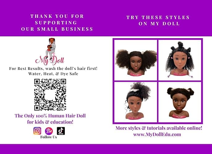 My Doll, 100% Human Hair Styling Head Doll Toy + Stand (Toffee) thumbnail 5