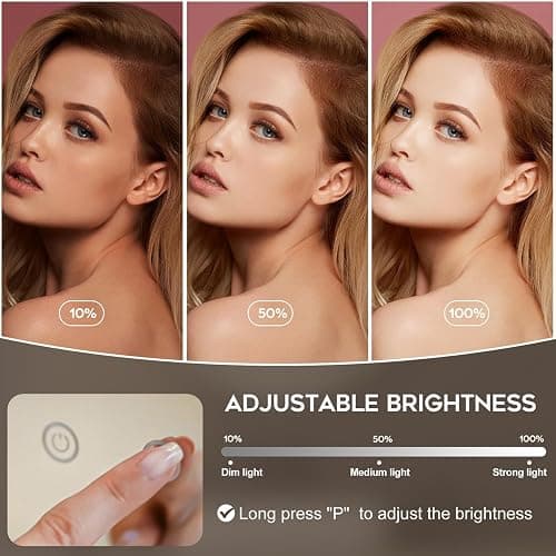 Ruication Hollywood Vanity Mirror with Lights, 58×48cm Large Lighted Makeup Mirror with 15 Dimmable Bulbs, Touch Screen Control and USB Output Port, Tabletop or Wall Mounted Mirror For Bedroom thumbnail 4