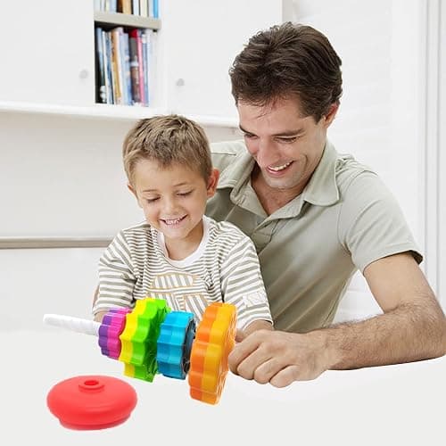LUCKFUTURE Spinning Stacking Toys, Educational Toddler Toy Stacking Rings Baby Toys, Montessori Toy for Girls and Boys, Spin Gears Christmas Birthday Gift for 1-3 Year Old thumbnail 5