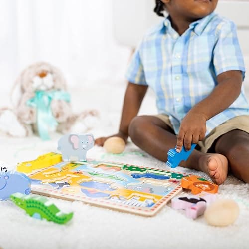 Melissa & Doug Safari Wooden Chunky Puzzle (8 pcs), Educational Screen Free Activity for Toddler, Preschoolers and Kids Ages 2+ - FSC Certified thumbnail 7