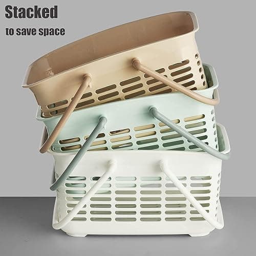 ALINK Plastic Shower Caddy Basket with Handle, Portable Organizer Storage Basket for College Dorm, Bathroom, Kitchen - Pink thumbnail 8