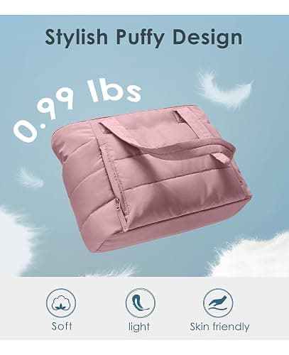 Tote Bag for Women with Zipper, Quilted Puffer Tote Bag with Compartments, Lightweight Puffy Work Bags for Women Travel thumbnail 6