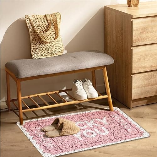 WARDOS Preppy Pink Door Mat, Lucky You Trendy Pink Doormat for Front Door Indoor Outdoor Entrance Porch, Retro Funky Y2K Preppy Welcome Mat for Girls Dorm Apartment Bathroom, 17x30 Inches thumbnail 5