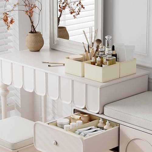DIMJ Set of 12 Drawer Organizers Foldable Organizers and Storage Fabric Wardrobe Clothes Organizer Multifunctional Storage Box for Clothes, Bra,(Beige) thumbnail 7