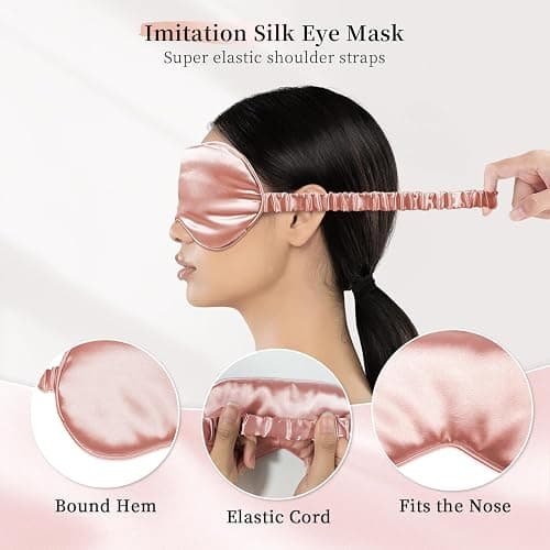 my novel things Satin Pillowcase Gift Set with Silk Satin Sleep Mask 4 Scrunchies, 2Pack Standard Size Silky Pillow Cases Luxury Sleeping 7 Pieces Set for Women Wife Female Men Birthday Gift thumbnail 3