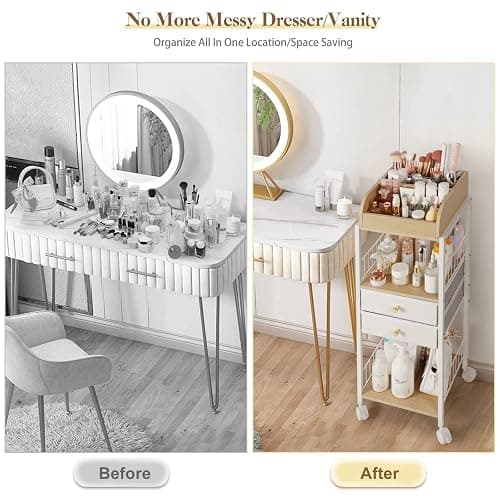 Makeup Organizer, Floor Skincare Organizers, Make Up Organizers and Storage with Drawers, Vanity Organizer Cosmetics Display Cases Holder for Skin Care Nail Polish Perfume Makeup brush Hair Tool thumbnail 6