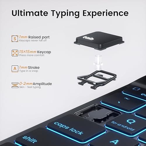 OYEEICE for iPad 11th (A16) &10th Generation Case with Keyboard - 7 Color Backlit Wireless Detachable Folio Keyboard Cover with Pencil Holder for iPad 11 inch A16 2025 10th Gen 10.9'' 2022 - Black thumbnail 8