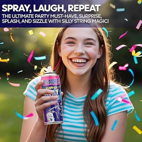 12 Pack Party String Spray (3 oz Each) – Streamer Spray in a Can, Full Color Set with 2 of Each Color, Party Supplies for Kids’ Parties, Birthdays, and Celebrations thumbnail 9