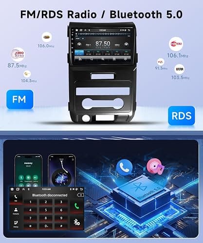 8Core 4+64G Car Radio for Ford F150 2009 2010 2011 2012 Wireless Carplay Android Auto,9" IPS Radio,Android/GPS WiFi/32EQ DSP/59UI/Bluetooth5.0/SWC/Backup Camera for F150 Radio Upgrade thumbnail 4