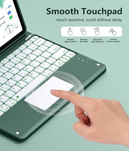 Harvopu for iPad Air 13 Inch & Pro 12.9 Case with Keyboard - Multi-Touch Trackpad, 7 Colors Backlit, Detachable Keyboard Cover for iPad Pro 12.9 (6th, 5th, 4th, 3rd gen), Air 13 M4/M3/M2,Pine Green thumbnail 5