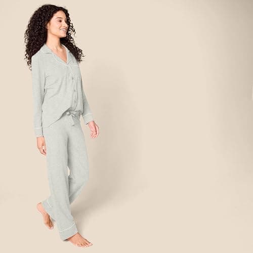 Amazon Essentials Women's Long Sleeve Cotton Modal Pajama Set, Loungewear with Full-Length Bottom thumbnail 2