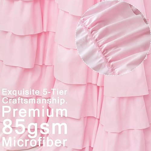 WestWeir Pink Ruffle Cafe Curtains 24 Inch Length Water Repellent Double Layer Kitchen Window Tiered Treatments 2 Panels for Bathroom Laundry RV Farmhouse Boho Decor thumbnail 3