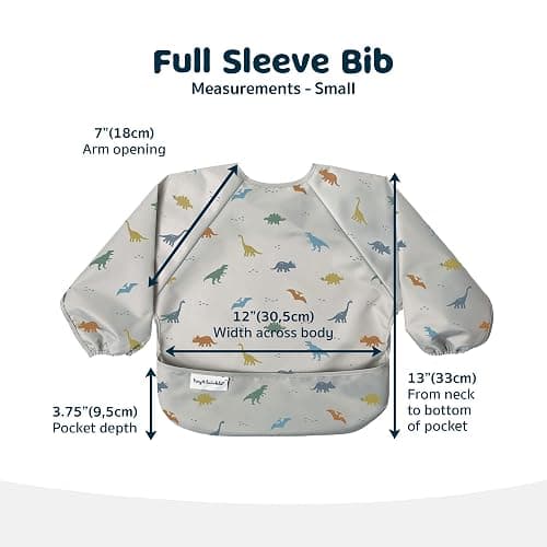 Tiny Twinkle Long Sleeve Bib for Babies & Toddlers – Waterproof Smock Bib for Eating – Machine Washable & Mess-Proof, Baby Feeding Essential & Shower Must-Have(Dinosaur, 6–24M) thumbnail 3