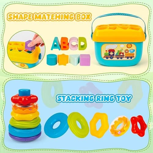 GJOF2YK Montessori Baby Toys for Ages 6–18 Months with Sensory Shape Sorter Matching Game Toy Stacking Ring Soft Building Blocks Developmental Learning Toys for Toddlers 1+ Year Old thumbnail 3