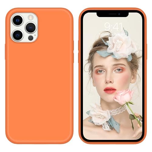 DUEDUE for iPhone 12 Case iPhone 12 Pro Case Liquid Silicone Slim Cover with Microfiber Lining Shockproof Protective Case for iPhone 12/12 Pro 6.1 inch Orange - Image 1