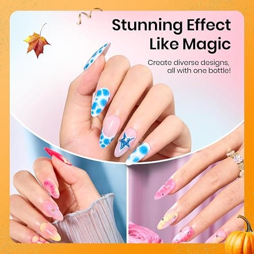 Beetles Blooming Gel, Blooming Gel Nail Polish Clear Uv Led Blossom for Spreading Effect Marble Natural Stone Watercolor Floral Print Fall Nails Soak off Diy Nail Art Design Manicure Gift for Women thumbnail 4