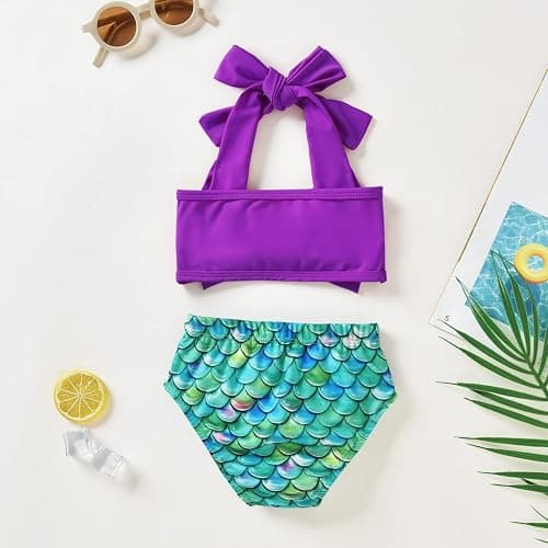 Aalizzwell Baby Girl Bathing Suit, Toddler Girls Two Piece Swimsuit Halter Top Bikini Bottoms Swimming Suit thumbnail 2