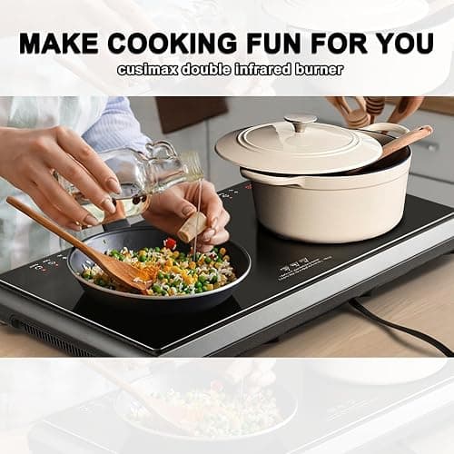 Electric Stove,Cusimax Electric Hot Plate for Home,9 Temperature and 1800w Power Level,Double Infrared Burner with Sensor Touch,Kids Safety Lock,Timer,Ceramic Countertop Stove thumbnail 7