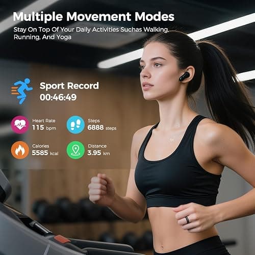 Smart Ring for Women & Men, Health Tracker Ring, Fitness Tracker Ring | Blood Pressure,Temperature, Heart Rate, SpO2, HRV & Stress, IP68 Waterproof, Sleep Tracker, No App Fee (Gold, 7#) thumbnail 5