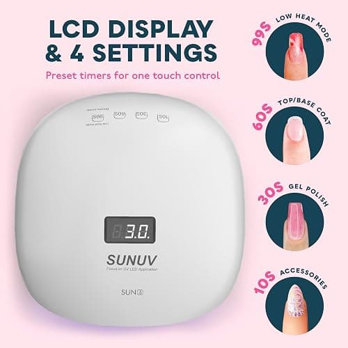 SUNUV UV LED Nail Lamp, UV Light for Nails Compatible with All Gel Polish, 36 LEDs with 4 Timer Settings, LCD Display for Home Salon SUN4 Black thumbnail 3