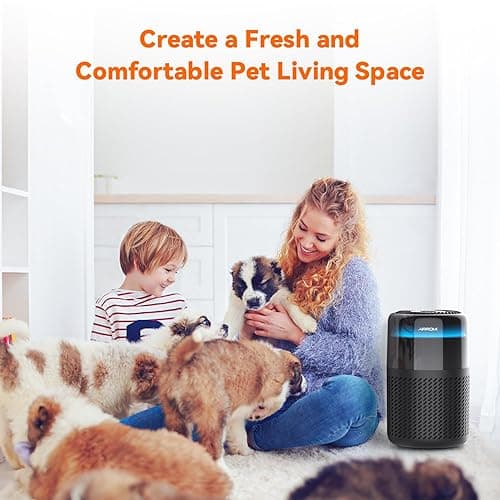 AIRROMI Air Purifier for Bedroom Home,HEPA Filter,Covers Upto 549 Ft²,Quiet 360°intake Air Cleaner with Fragrance ponge for Better Sleep,Night Light,Filters Smoke,Pet Dander,Allergies,Dust,A2005 Black - Black thumbnail 4