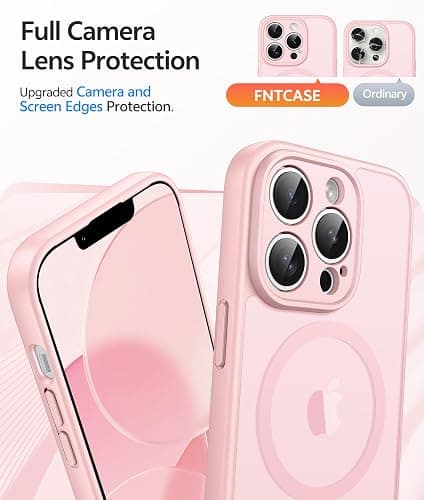 FNTCASE for iPhone 13 Pro Max Case: [Compatible with Magsafe] Translucent Matte Magnetic Cases [Full Camera Protection] Military Grade Shockproof Protective Phone Cover - Light Pink thumbnail 4