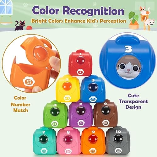 Learning Toys for 1 2 3 Year Old Boys Girls, 20 Pcs Cat Toys for Toddlers 1-3, Kitten Finger Puppet Games, Counting Matching Sorting Motor Educational Playset, Gifts for Baby Toddlers Age 12-18 Months thumbnail 4