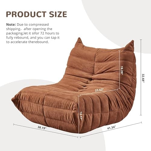 Aosaifen Green Bean Bag Chair - Corner Sofa, Fireside Floor Couch for Living Room, Bedroom, Gaming & Office (Brown, Single) thumbnail 2