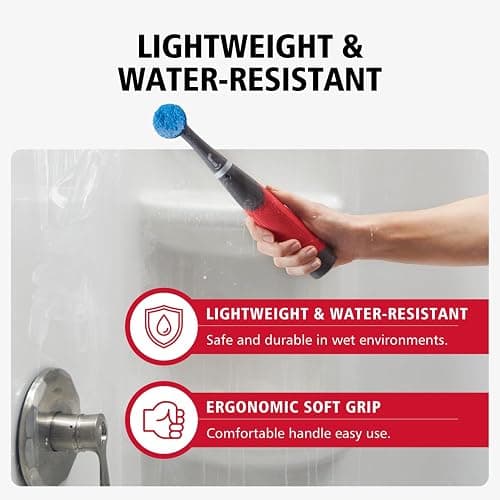 Rubbermaid Reveal Power Scrubber 18-Piece Kit, Cordless Electric Battery Powered Scrub Brush, Water Resistant, for Home/Kitchen/Bathroom/Grout/Tile/Shower/Tub thumbnail 5