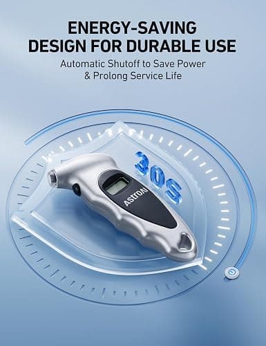 AstroAI Digital Tire Pressure Gauge 150PSI, ±1PSI Accuracy for Car Truck | Industrial Tire Gauge Calibrated to ANSI B40.7 with 4 Settings for Motorcycle Bikes, Silver thumbnail 5