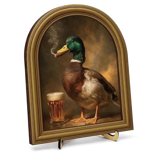 Vintage Duck Wall Art Sign for Farmhouse Kitchen Decor, Funny Animal Rustic Wooden Arched Frame, 8x10 Inch Country Cottage Home Decor Gift - Image 1