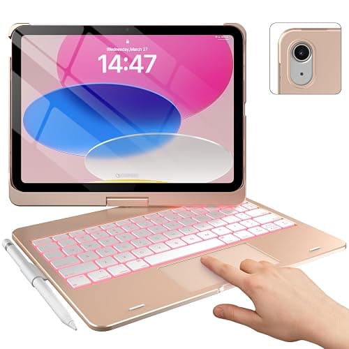 typecase Touch iPad 11th 10th Generation Case with Keyboard (11" 2025, A16 & 10.9" 2022) – 360° Rotatable, 11-Color Backlit, Multi-Touch Trackpad, Pencil Holder, Thin & Light – Rose Gold - Image 1
