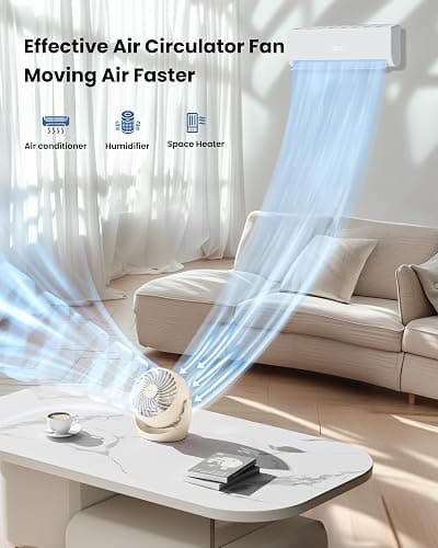 Gaiatop Desk Fan, 5-Inch Portable Electric Table Desktop Air Circulator Fans, Small but Powerful with 3 Speed 360° Adjustable Tilt for Cooling Home Dorm Office Bedroom Bathroom Kitchen, Beige thumbnail 2