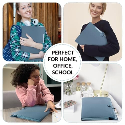 SKYDUE Expanding File Organizer with 8 Pockets, Accordion File Folders with Labels, Portable Document Paper Bill Receipt Organizer, Home College School Office Supplies, Letter Size, Blue thumbnail 7