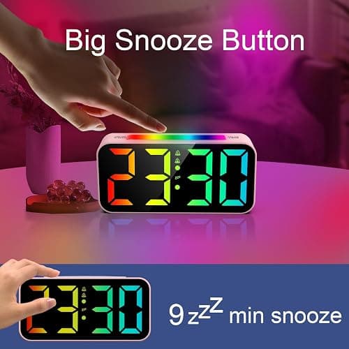 Topski Loud Alarm Clocks for Bedrooms Heavy Sleepers, Digital Clock with Night Light, Large Display, Dual Alarm, Snooze, Dimmable Bedside Alarm Clock for Kids Teens Boys Girls thumbnail 5