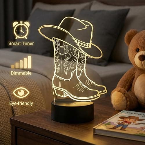 DAHEYMA Cowgirl Night Light, Cowgirl Gifts for Girls | 16 Colors Lights LED Dimmable Timer Lamp, for Birthday Xmas Western Stuff for Women Room Decor thumbnail 3