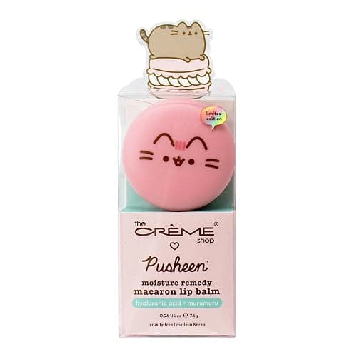 THE CRÈME SHOP X PUSHEEN Strawberry Dream Cute Macaron Lip Balm with Murumuru Seed Butter and Hyaluronic Acid for Hydration Vegan and Cruelty-Free Formula For Dry Lips - Image 1
