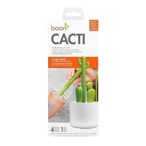 Boon Cacti Bottle Cleaning Brush Set - Includes Bottle Brush, Nipple Brush, Detail Brush, and Straw Brush - Baby Bottle Brush Set for Bottle Drying Rack - Baby Essentials - 4 Count thumbnail 9