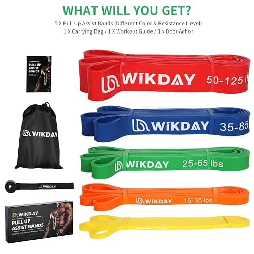 WIKDAY Resistance Bands, Pull Up Bands, Workout Bands for Exercise, Thick Heavy Resistance Band Set with Door Anchor, Elastic Bands for Body Stretching, Crossfit Training at Home/Gym Men & Women Women thumbnail 2