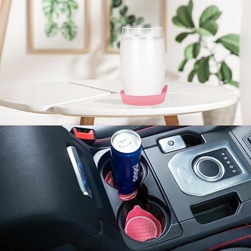 Amooca Car Cup Coaster Universal Non-Slip Cup Holders Bling Crystal Rhinestone Car Interior Accessories 2 Pack Peach Pink thumbnail 3