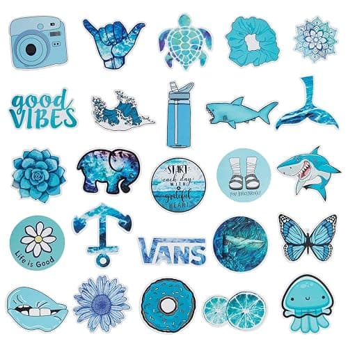 MARSFORCE Cute Vsco Blue Stickers, Gift for Kids Teen Adult, Lovely Waterproof Vinyl Decals for Laptop Water Bottles Skateboard Bike Car Helmet Travel Luggage Guitar Toy Phones DIY Party [53 PCS] thumbnail 3