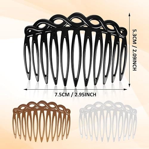 COMNICO 6 Pcs French Hair Side Combs, Women Hair Comb Accessories Set Plastic Twist Decorative Comb Hair Clips 4 Colors Bridal Wedding Veil Teeth Hair Combs for Multiple Hairstyles Girls Women thumbnail 2