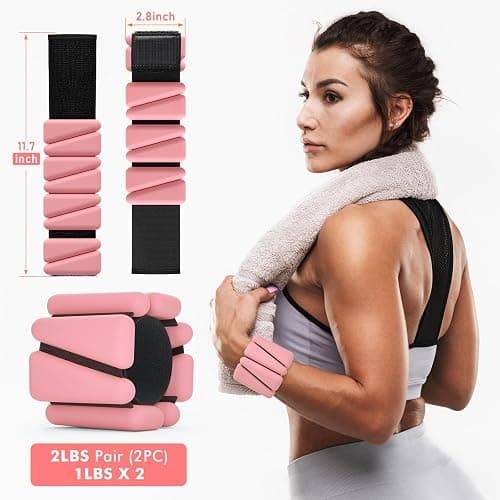 Wrist Weights, Ankle Weights for Women Men, Adjustable Wrist Weighted Bracelet for Home Gym Workout, Running, Yoga, Exercise, Strength Training, Set of 2 (1LB Each) thumbnail 2