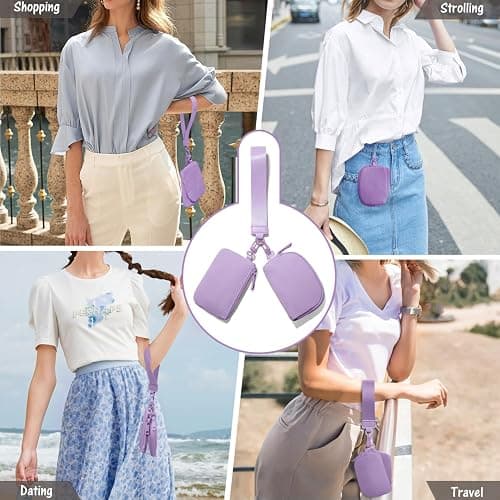 Viverte Mini Zip Around Wristlet Wallets for Women Small Portable Coin Purse Dual Pouch Keychain Wristlet Preppy Things Cute Stuff Gifts for Teen Girls (Lavender) thumbnail 7