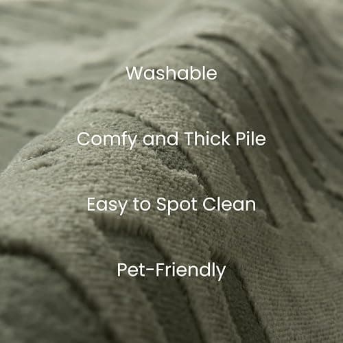 Revival Rugs Shell 6'7"x9' Washable Area Rug for Living Room Bedroom - 100% Recycled Oeko-TEX Certified, Medium Pile, Green thumbnail 3