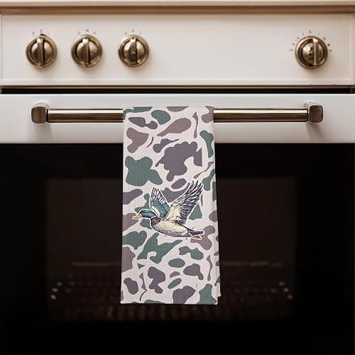 OFJE Vintage Camo Mallard Duck Kitchen Towels, Duck Hunting Accessories Dish Tea Towels for Kitchen, Camouflage Farm Animal Decorative Hand Towels for Bathroom, 16x24 Inches thumbnail 3