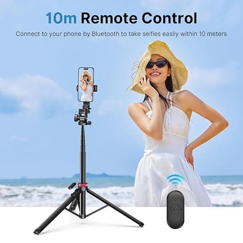 ULANZI MT-78 185cm 3-in-1 Handy Kamera Stativ Ausziehbares Bluetooth Selfie-Stick, Tripod mit 1/4" Schnellwechselplatte, 360°-Kugelkopf, Kompatibel mit Kamera, Sony, Canon, Fuji, iPhone Samsung Huawei thumbnail 6